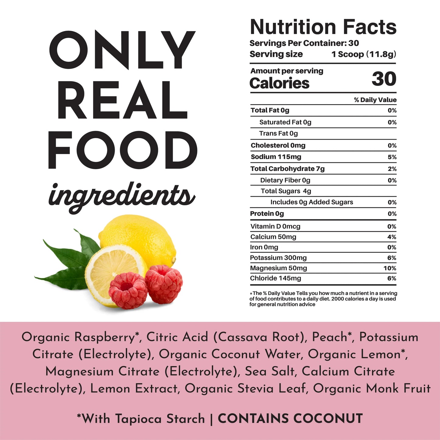 Just Ingredients Electrolytes Raspberry Lemonade