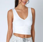 V Neck Shirred Top