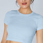 Shirred Short Sleeve Crop