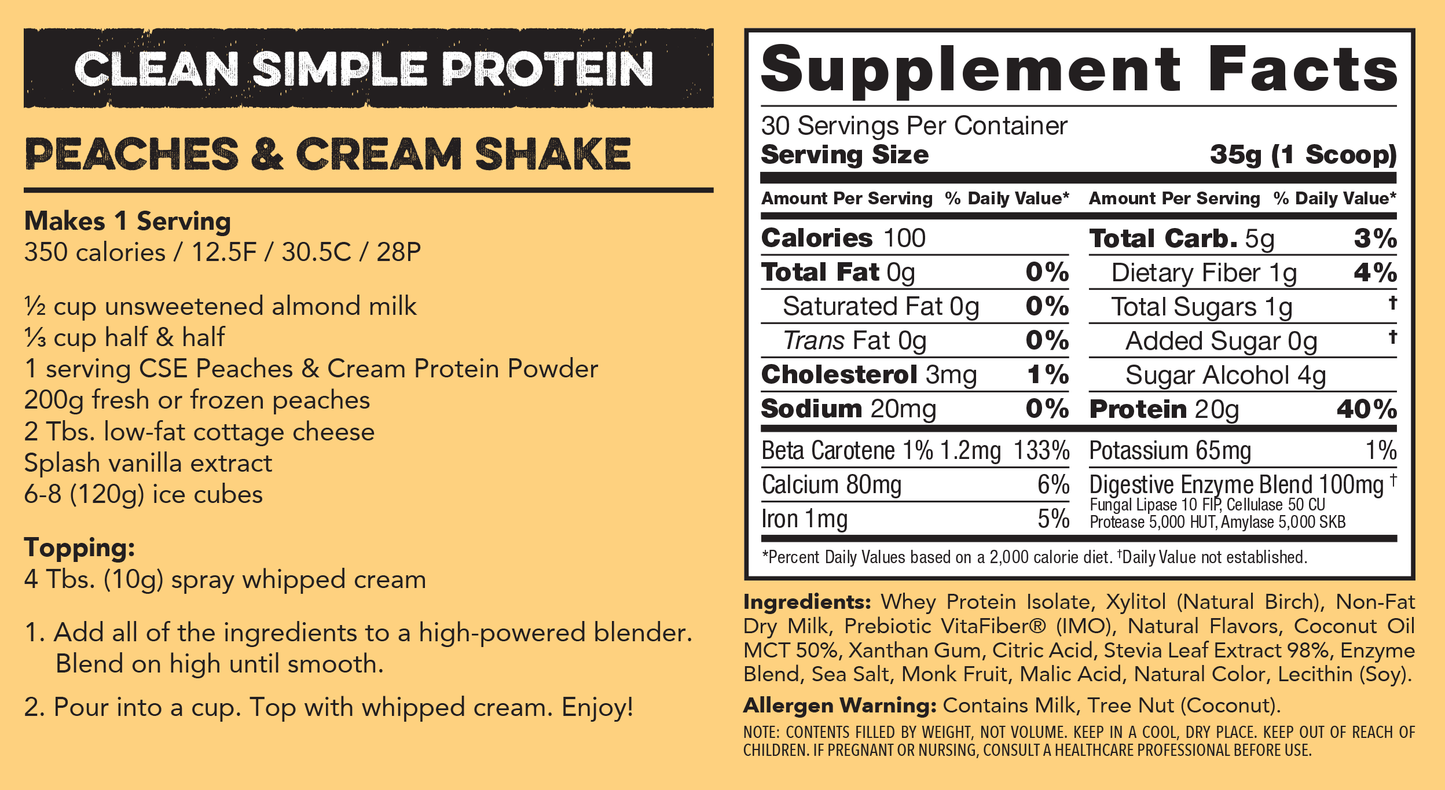 CSE Protein Powder - Peaches & Cream