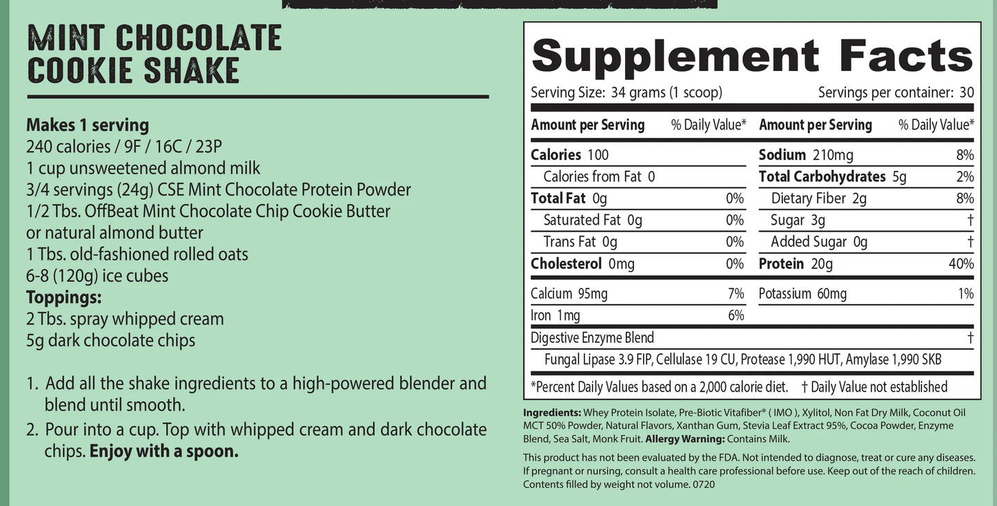 CSE Protein Powder - Mint Chocolate Cookie