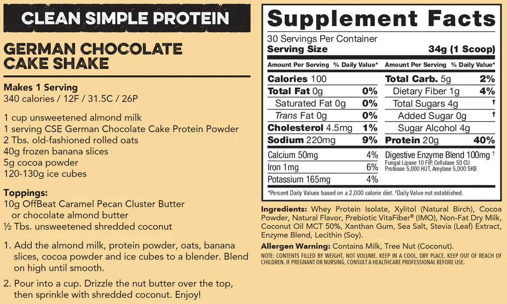 CSE Protein Powder - German Chocolate Cake