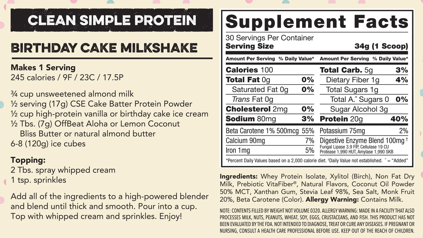 CSE Protein Powder - Cake Batter